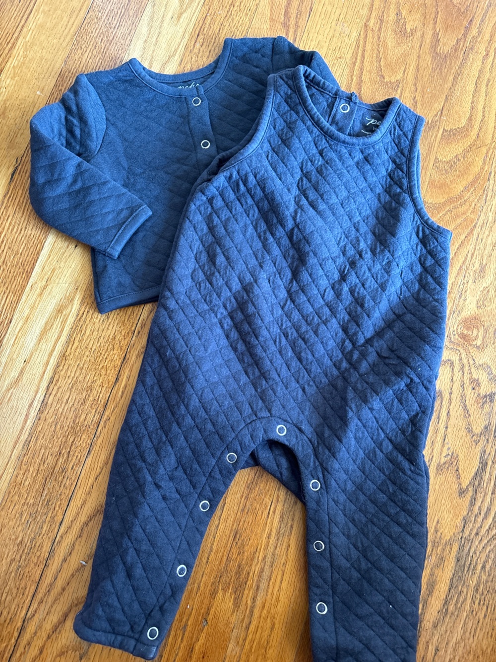 Pehr Quilted Navy Baby Romper and Matching Jacket